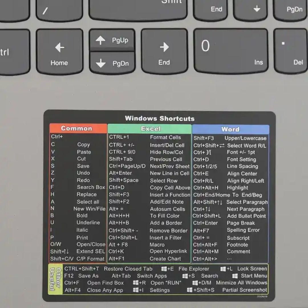 Reusable Keyboard Shortcut Stickers for Windows